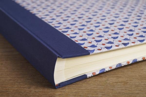Photo album "Blue hearts", handmade photo album, for gluing, blue linen back